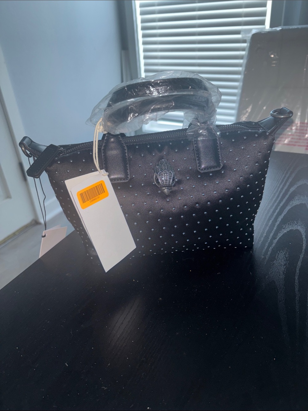 Kurt Geiger Black Studded Satchel Handbag - Women Bags